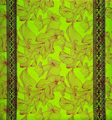 Cotton Barkcloth Lily With Tapa Double Border Fabric