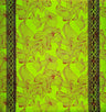 Lily With Tapa Double Border Cotton Light Barkcloth Fabric - Fuchsia, Lime Green, Purple, Red, Turquoise, Double Border Tapa Motif, 36" X 45" (1 Yard)
