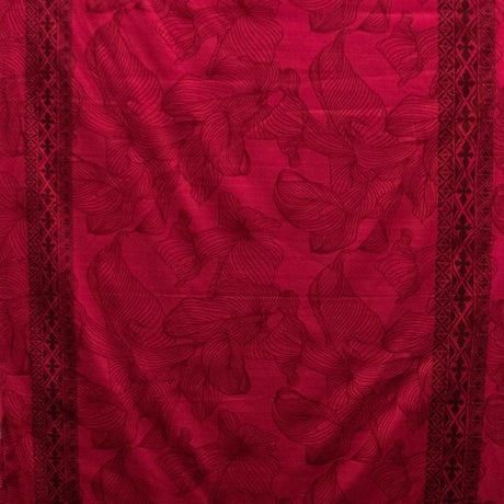 Cotton Barkcloth Lily With Tapa Double Border Fabric
