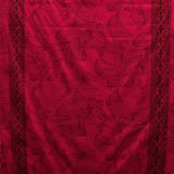 Lily With Tapa Double Border Cotton Light Barkcloth Fabric - Floral Tapa Border, 36" X 45" (1 Yard)