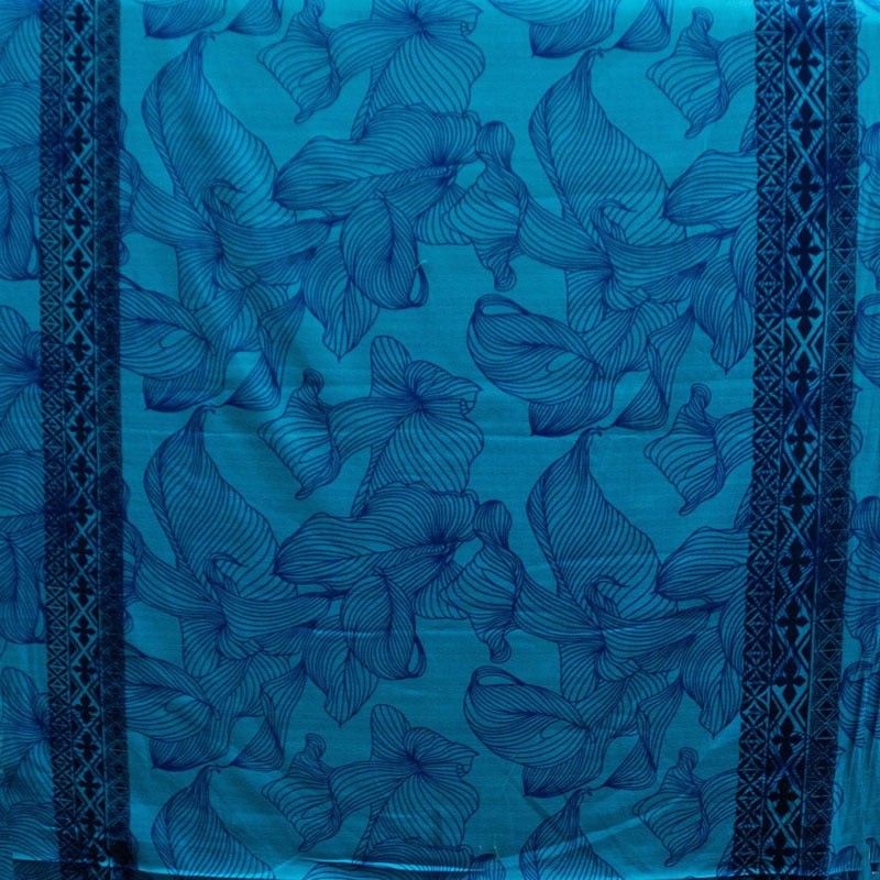 Cotton Barkcloth Lily With Tapa Double Border Fabric