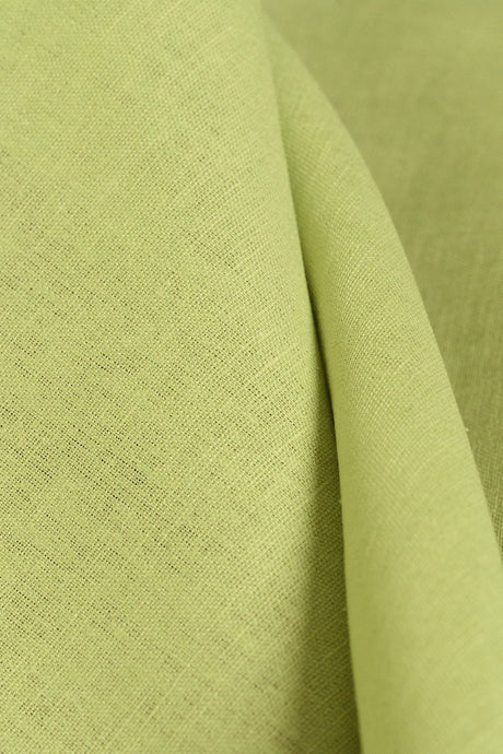 1 Yard Lime Green Linen Silk Fabric, Lightweight Woven Textile 54 Inches Wide