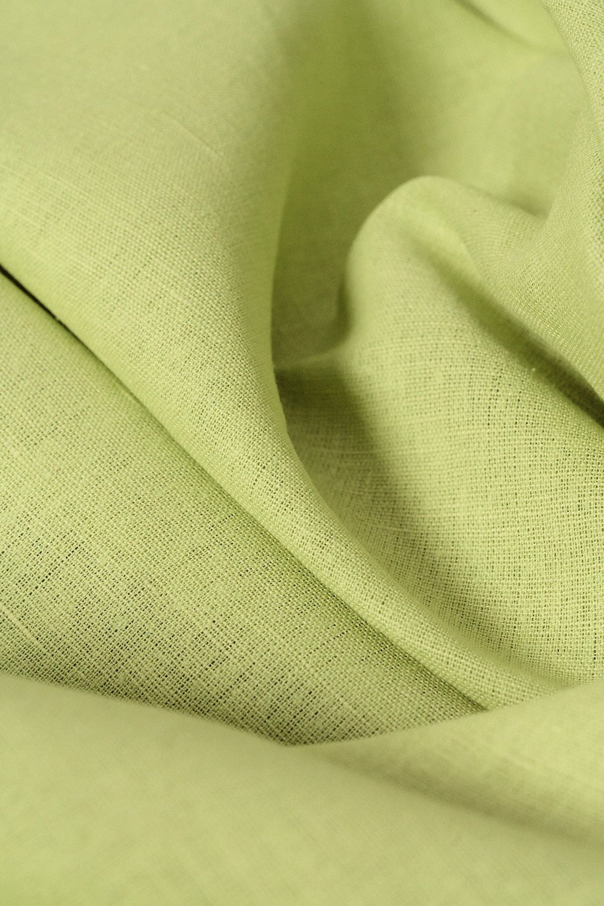 1 Yard Lime Linen Silk Blend Fabric Flat Finish Midweight Woven Fabric 54" Width