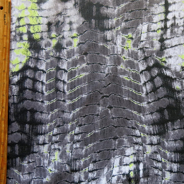 Swim Knit Poly Spandex Gator Print Lime Grey