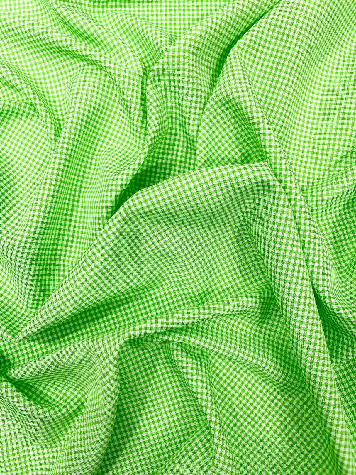 Gingham 1/8 Squares Polyester Poplin Fabric - Checkered Gingham, 60" Width (1 Yard)