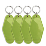 Retro Motel Keychain with Silver Ring - Lime Green (4 per Set)