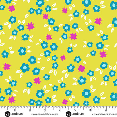 Cotton Print Limeaid Starry Blooms Fabric 44/45"