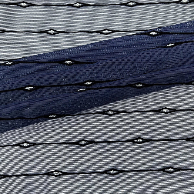 Flocked Stretch Mesh Navy Black