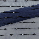 Linear Flocked Stretch Mesh Nylon Spandex Fabric - Navy/Black Linear Flocked, 54" Width (1 Yard)