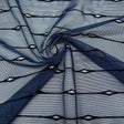 Linear Flocked Stretch Mesh Nylon Spandex Fabric - Navy/Black Linear Flocked, 54" Width (1 Yard)