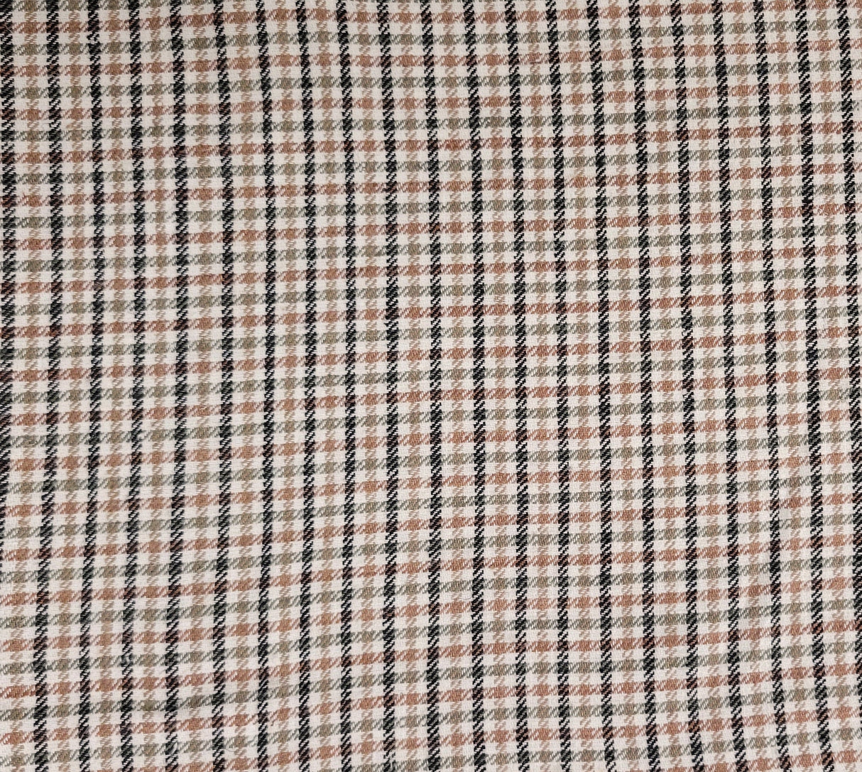 Linen Cotton Gingham Black Olive Brown