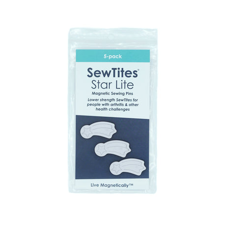 SewTites Star Lite Magnetic Sewing Pins Fabric - Icy Blue-Grey, Star Shape, 1.15" X .5" (5 Pack)
