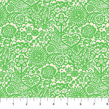 Cotton Print Fabric Little Heaven Verdant Yesterday 44/45"