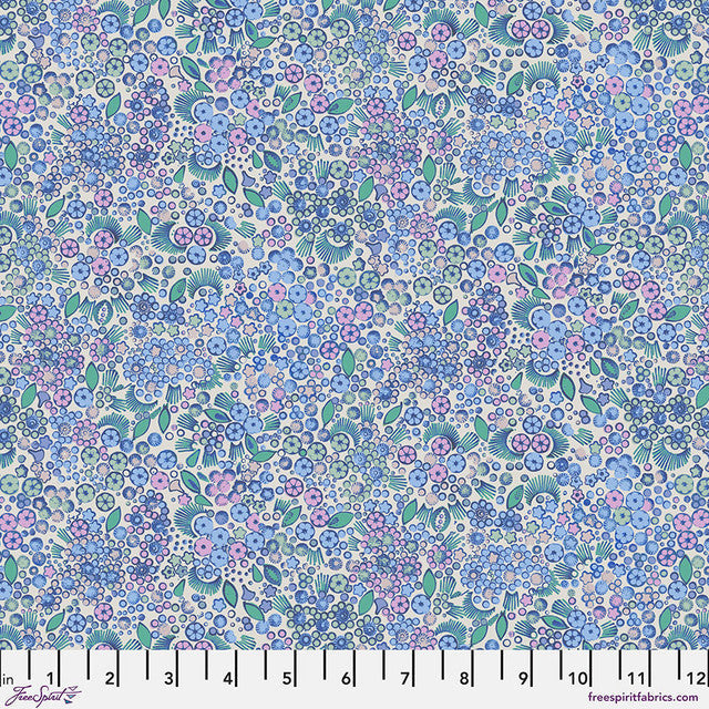 Cotton Fabric Little Meadow Blue Flourish And Bloom 44/45"