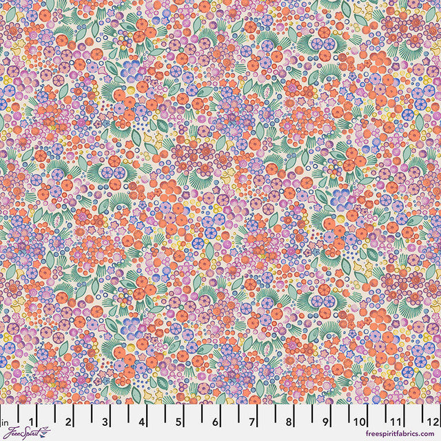 Cotton Fabric Little Meadow Coral Flourish And Bloom 44/45