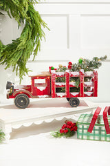 21" Lighted Wood Holiday Truck With Tree