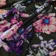 Foil Printed Stretch Mesh Lolita Floral Black Pink