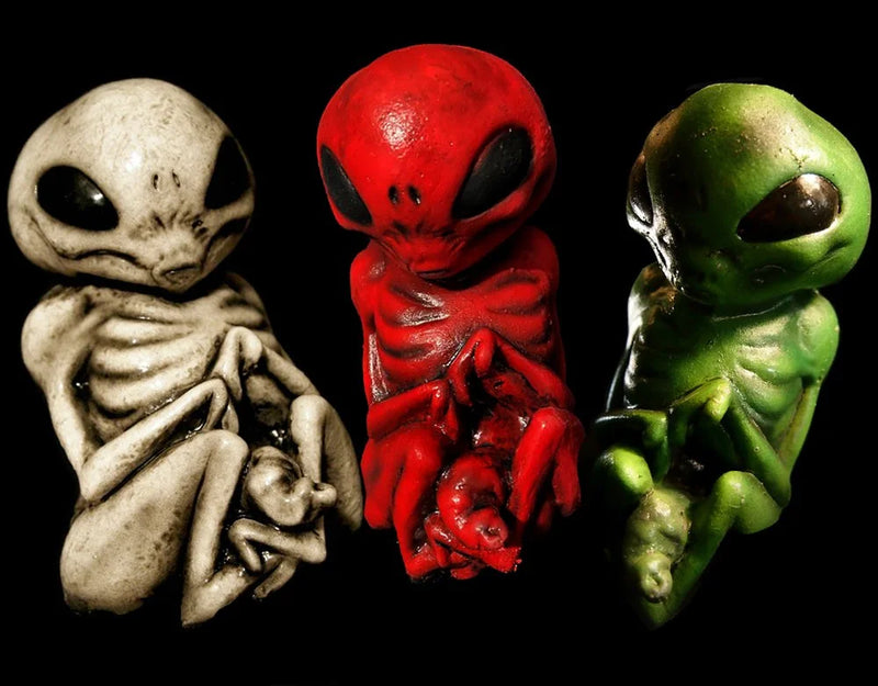White and Red and Green Alien - Embryo Jar Set