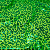 Loud Leo Foil Printed Spandex Nylon Spandex Fabric - Metallic Leopard Foil Print, 56" Width (1 Yard)