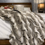 Soft Cozy Faux Fur Blanket Plush Throw & Bedspread with Crystal Velvet Backing