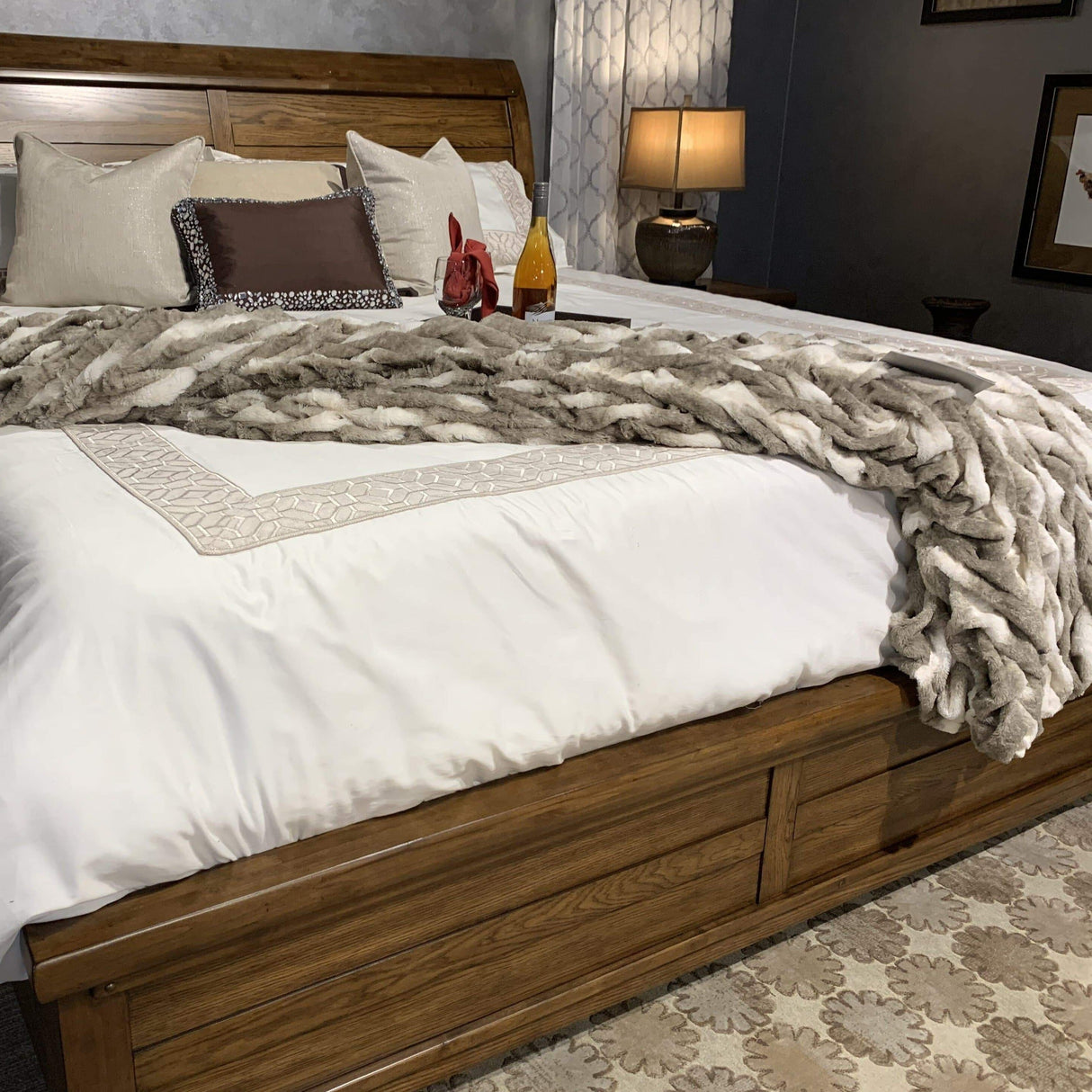 Soft Braided Look Cozy Faux Fur Fabric - Toned Mocha & Silver, Braided Look, 104" X 93" (Cal King/Eastern King - 104" X 93")
