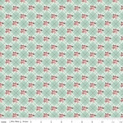 Cotton Floral Plaid Fabric Mist 43/44" Love You Always