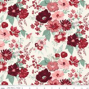 Cotton Print Love You Always Cream Floral Fabric 43/44"