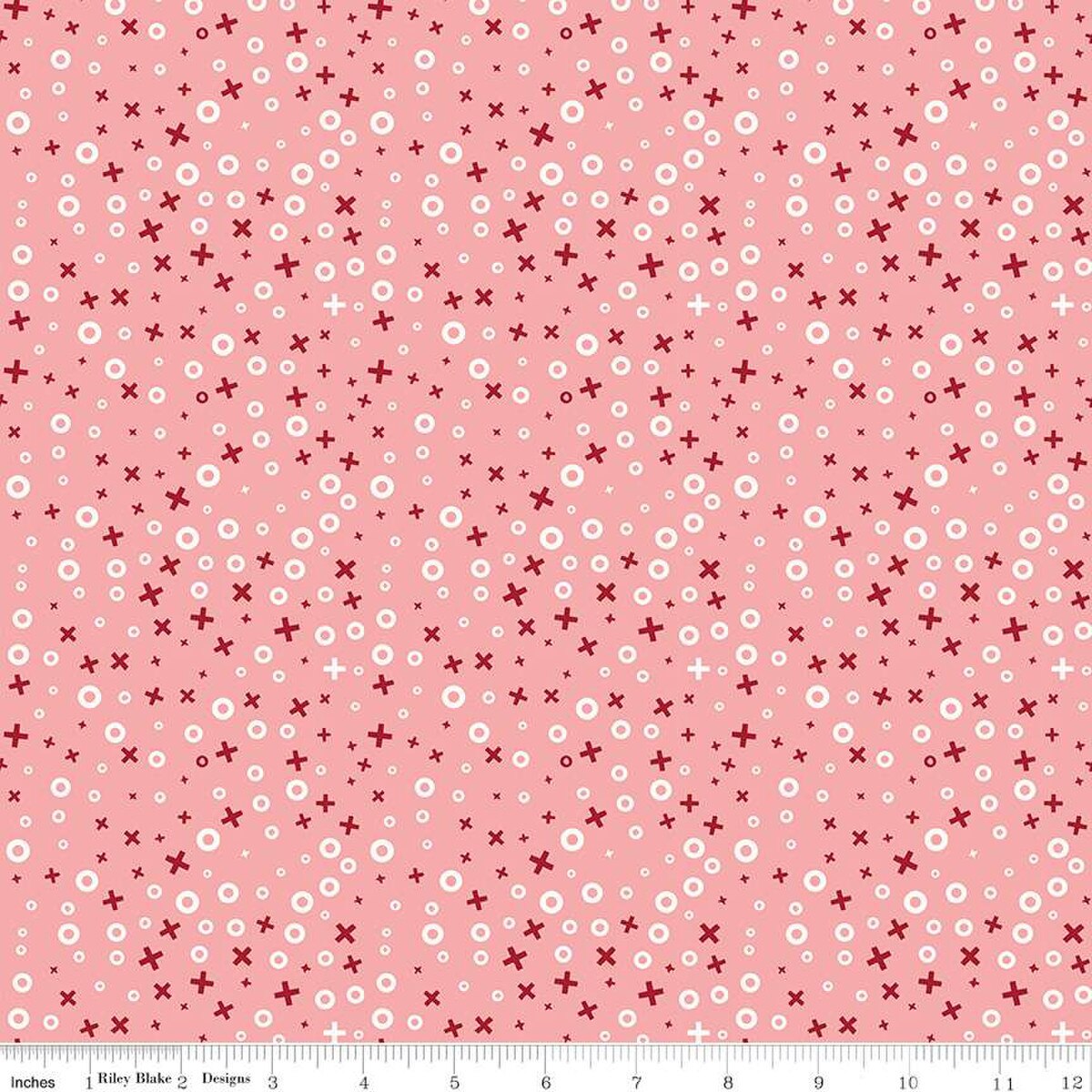 Cotton Print Love You Always XOs Coral Fabric 43/44"