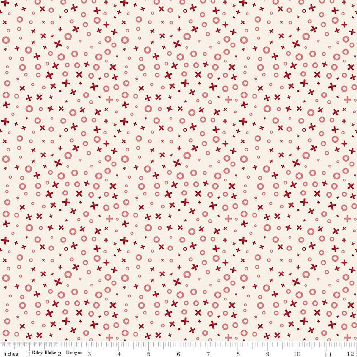 Cotton Fabric Love You Always XOs Cream 43/44"