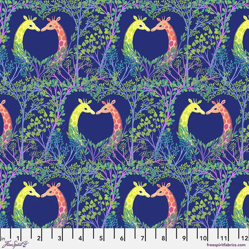 Cotton Print Love in the Trees Blue Fabric 44/45"