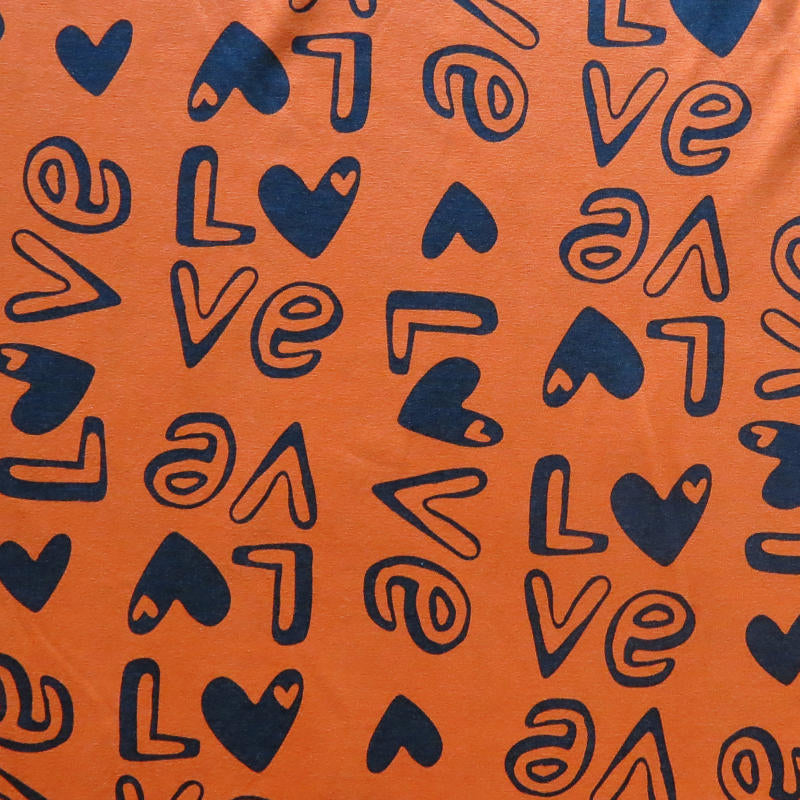 Cotton Lycra Jersey Knit Love on Orange
