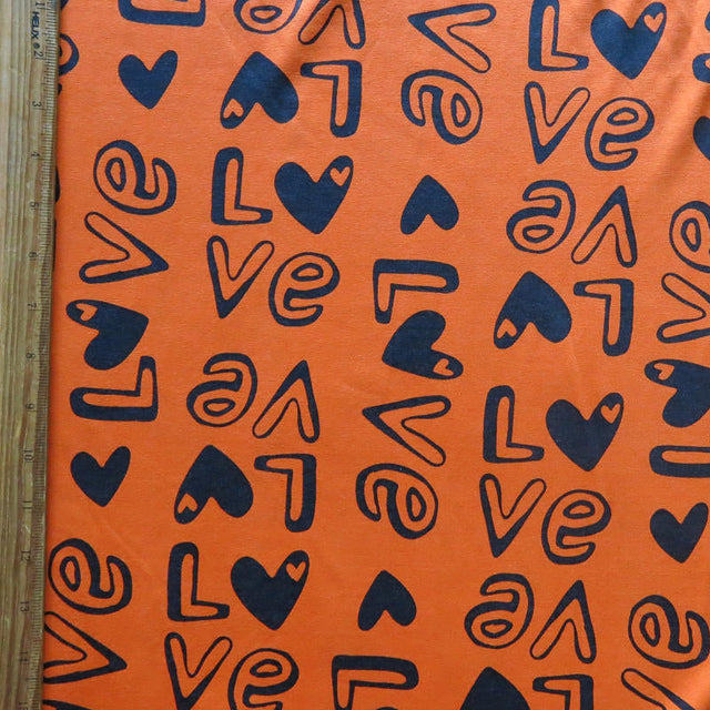 Cotton Lycra Jersey Knit Love on Orange
