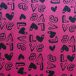 Cotton Lycra Jersey Knit Fabric Love on Pink