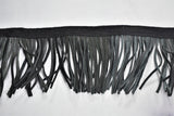 Faux Leather Fringe Trim Black 3.5 Inch