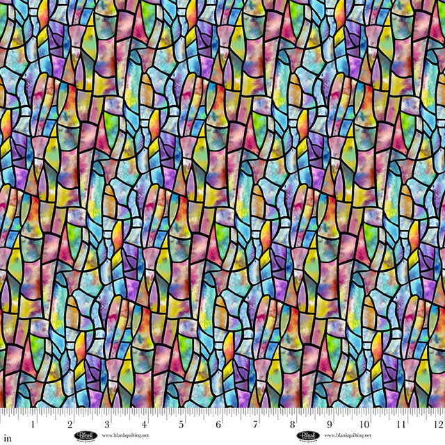 Cotton Print Lt. Blue Crackle Glass Metro Mirage Fabric 44/45