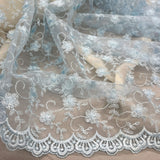 Embroidered Lace Mesh in Lt. Blue and Purple