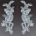 Beaded Corded Floral Lace Applique Pair