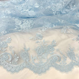 Corded Bridal Lace Fabric - Embroidered Polyester Net Mesh, 56" Width (1 Yard)