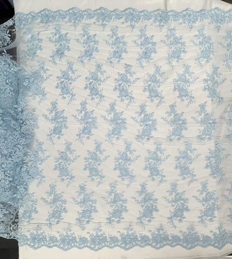 Corded Floral Lace Fabric Ivory