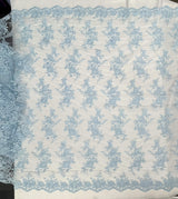 Corded Floral Lace Fabric - Scalloped Edges, 53" Width (1 Yard)