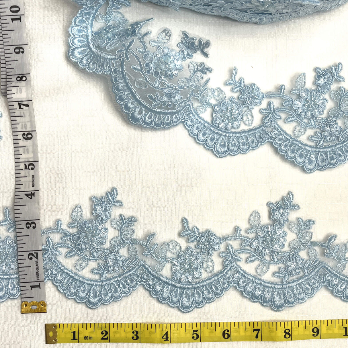 Embroidered Floral Beaded Lace Trim