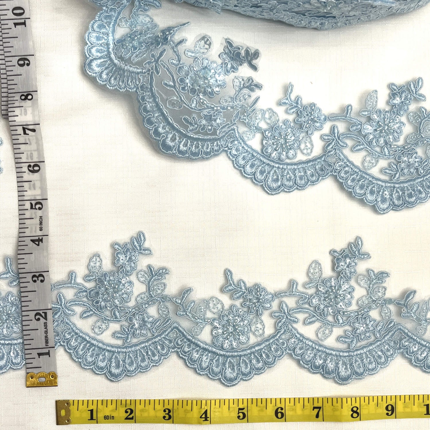 Embroidered Floral Beaded Lace Trim