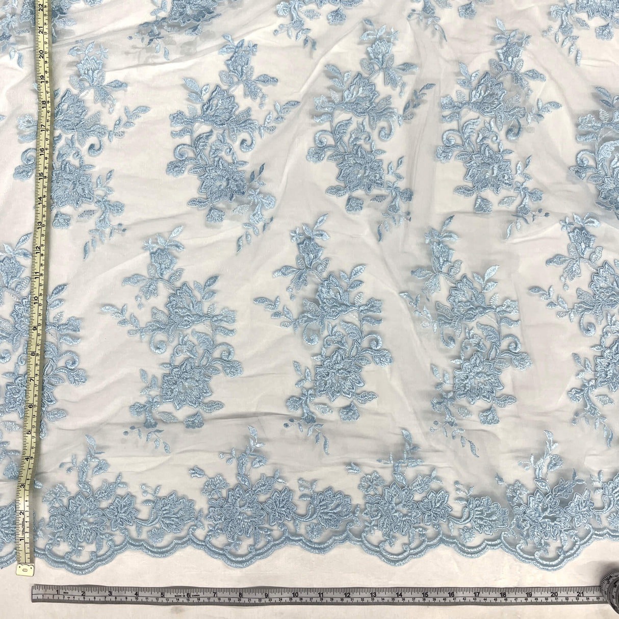 Corded Floral Lace Fabric Ivory