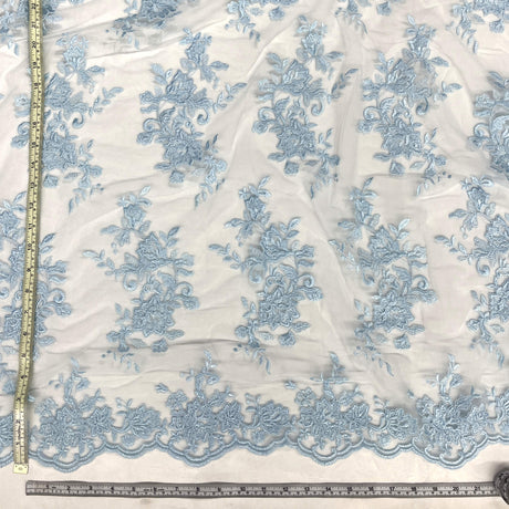 Corded Floral Lace Fabric Ivory