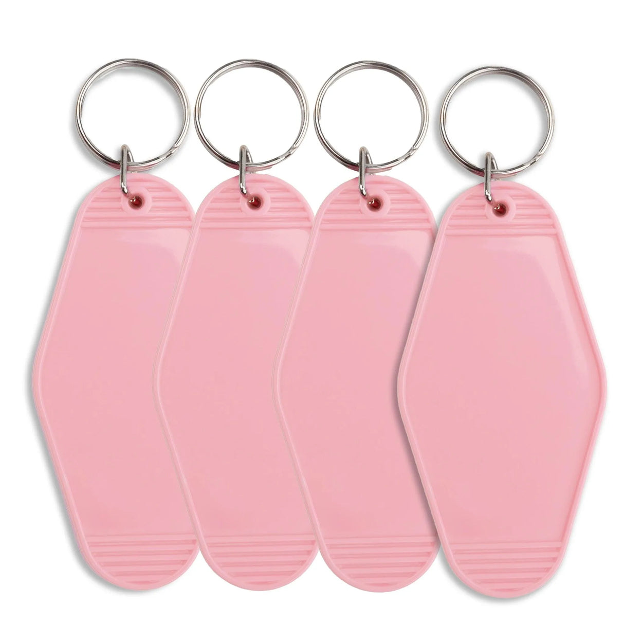 Retro Motel Keychain with Silver Ring - Light Pink (4 per Set)