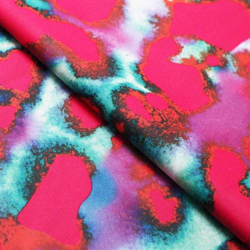 Lucid Leopard Polyester Spandex Fabric - Pink Leopard Watercolor Print, 58/60" Width (1 Yard)