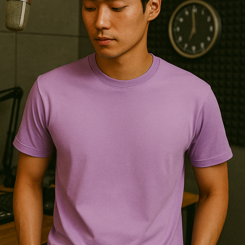 Lucky Friends 1001 100% Cotton Fabric - Lavender, Round Neck T-Shirt, 4.2 Oz, Tubular, 30 Single (1 Piece)