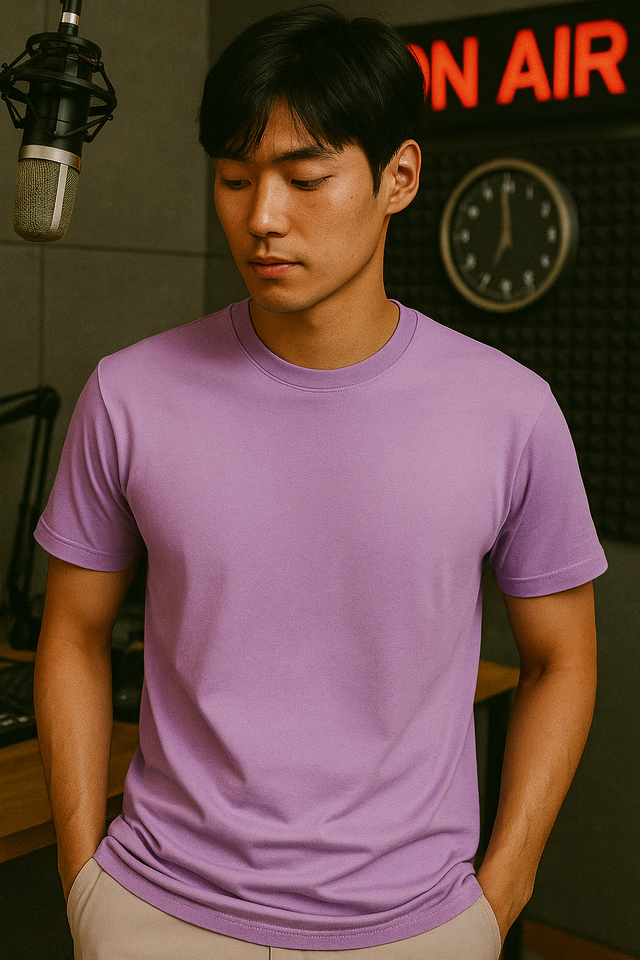 Lucky Friends 1001 100% Cotton Fabric - Lavender, Round Neck T-Shirt, 4.2 Oz, Tubular, 30 Single (1 Piece)