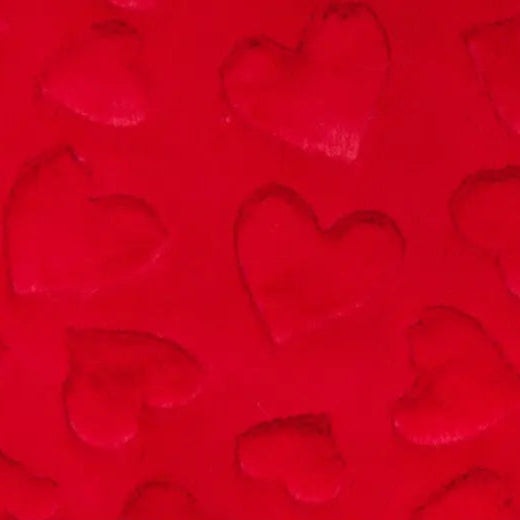 Minky Fabric Luxe Cuddle Hearts Scarlet