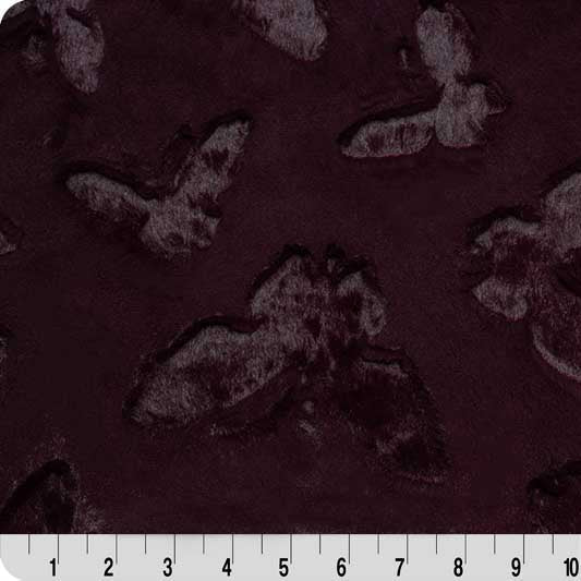 Minky Plush Fabric Luxe Cuddle Butterfly Black Cherry 58-60"